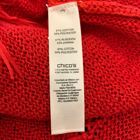 Easywear by Chico's Women's Top 0 Small 4 Red Firebelle Teena Fringe NWT - Picture 9 of 10